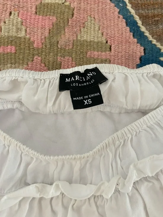 Marciano White Off-Shoulder Ruffle Tee - Picture 2 of 4